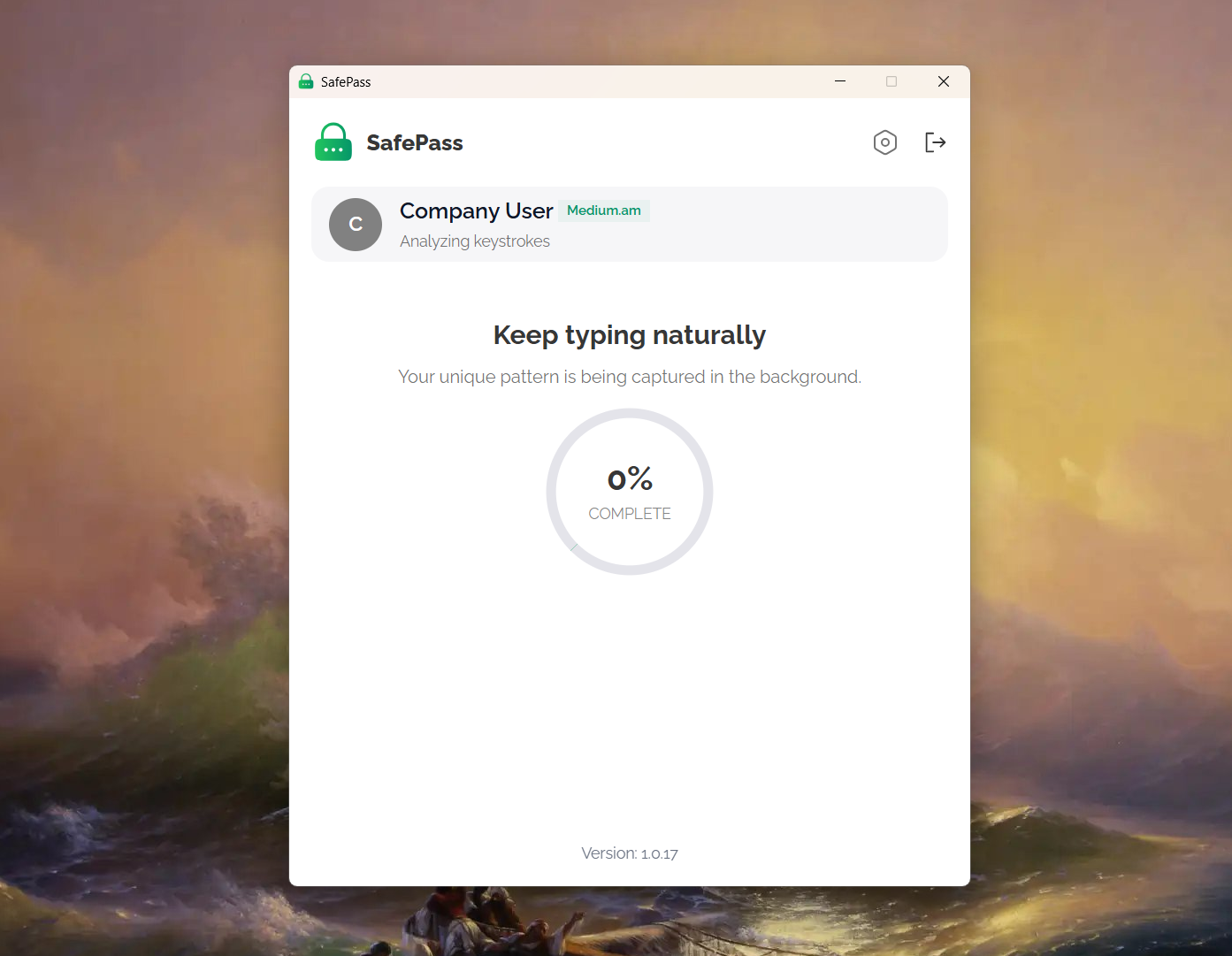 SafePass initial behavior learning screen