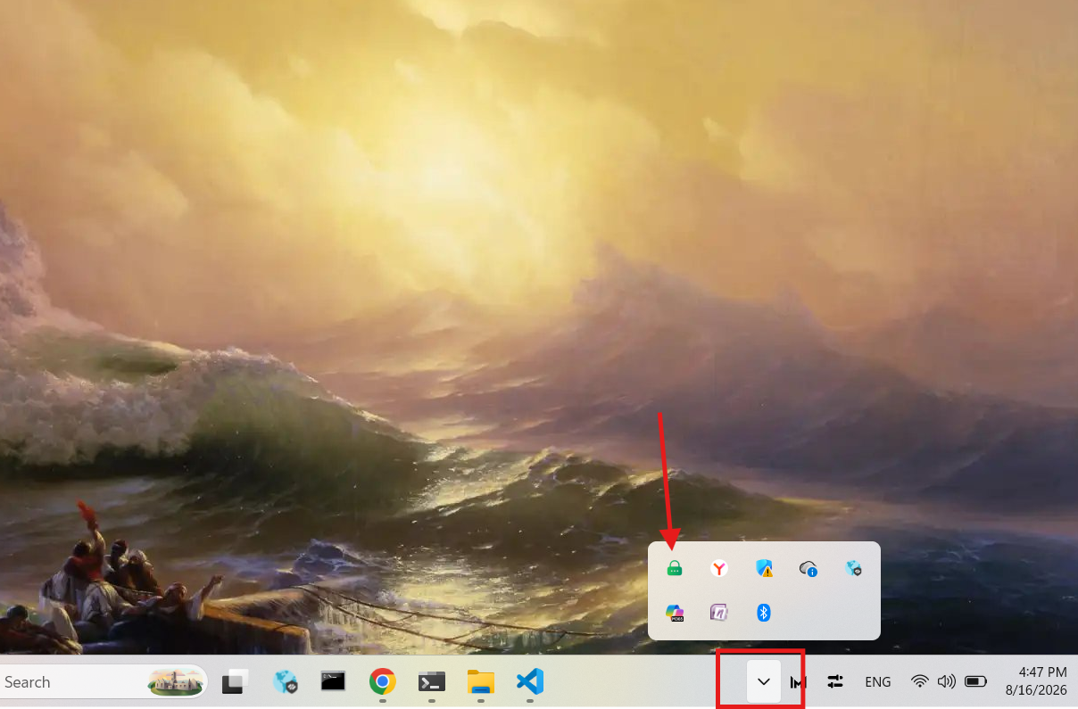 Open SafePass from the Windows system tray
