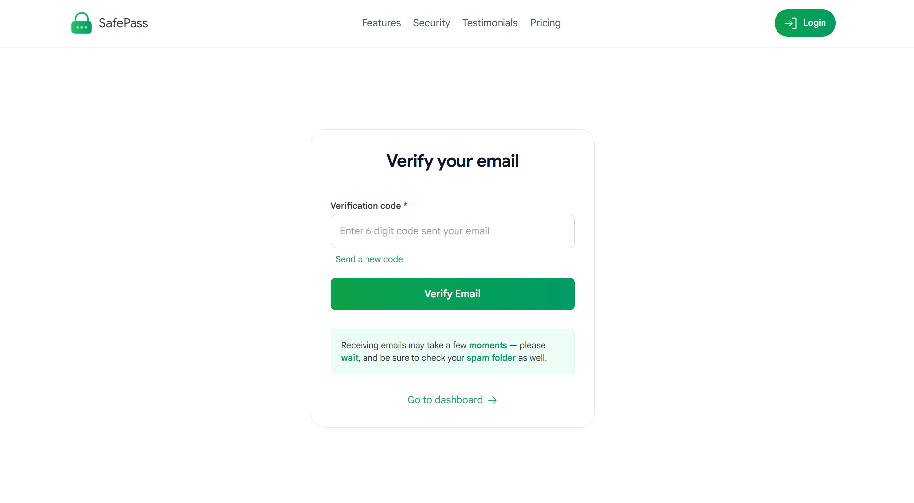 Email verification screen